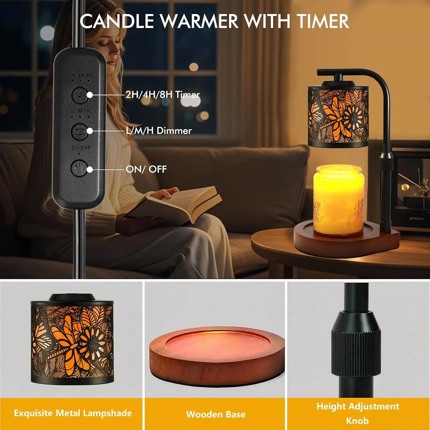 Candle Warmer Lamp with Timer & Dimmer