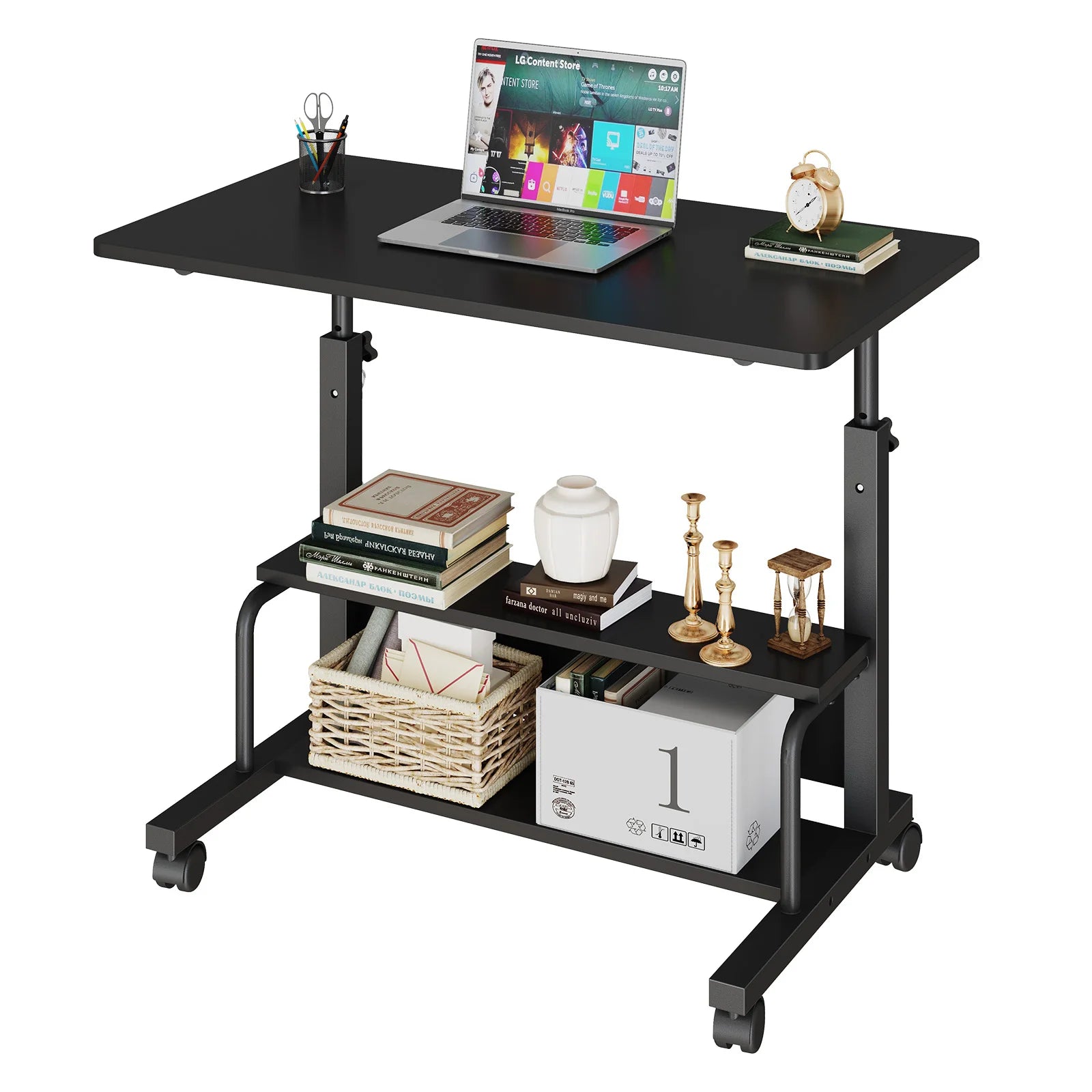 Adjustable Height Mobile Standing Computer Desk