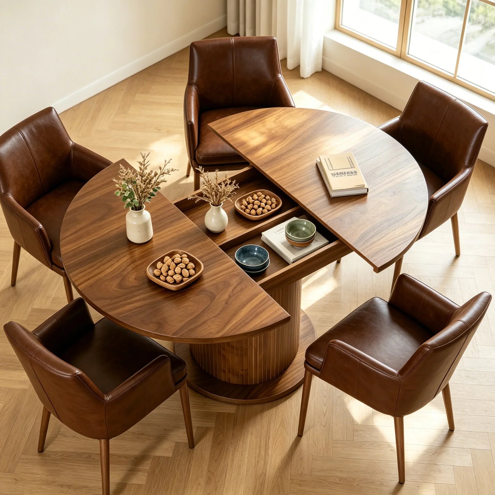 Modern Farmhouse Expandable Round Dining Table