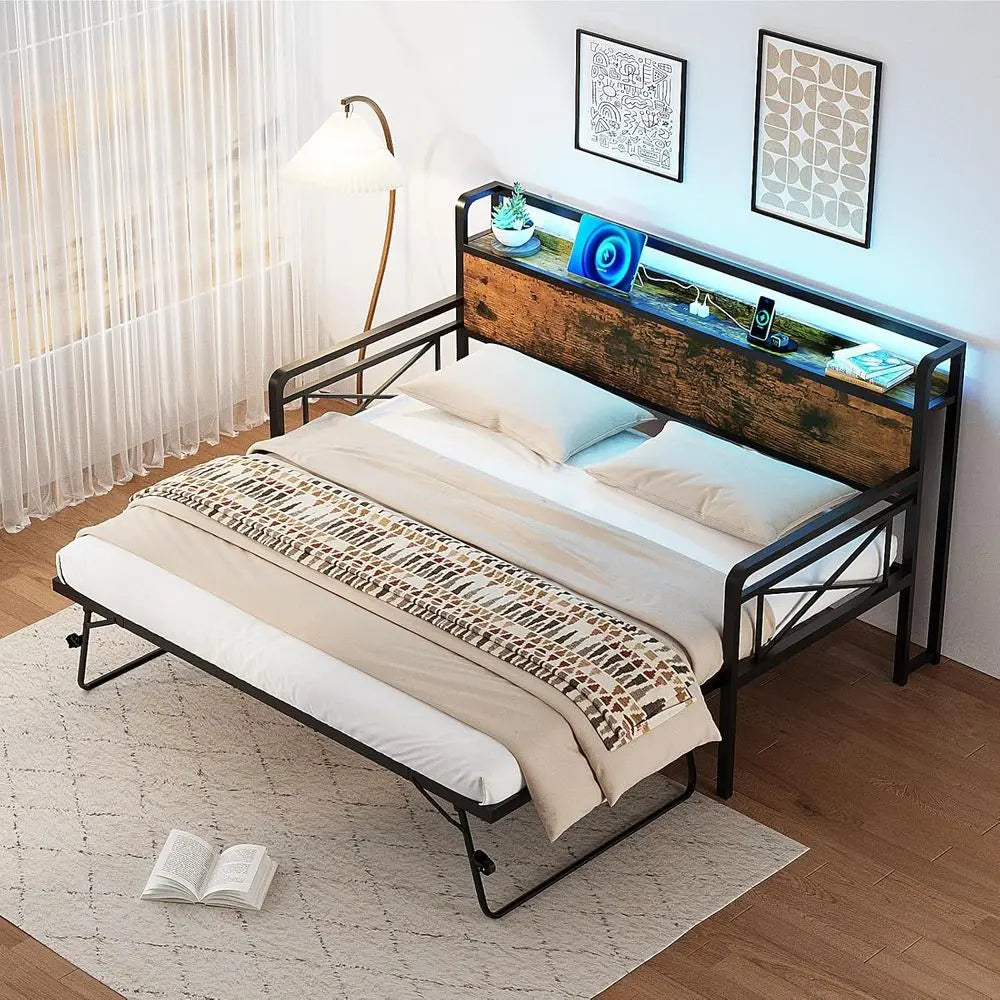 Twin Metal Daybed with Trundle