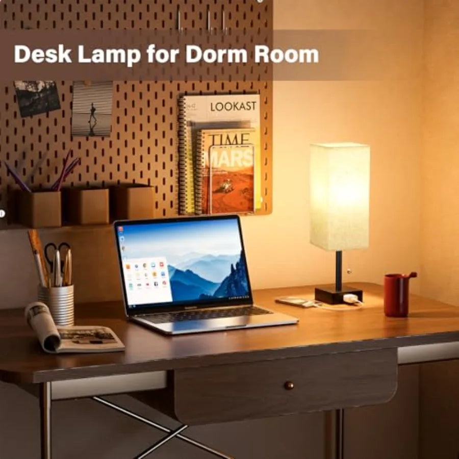 Small Rectangular Nightstand Lamp Set of 2