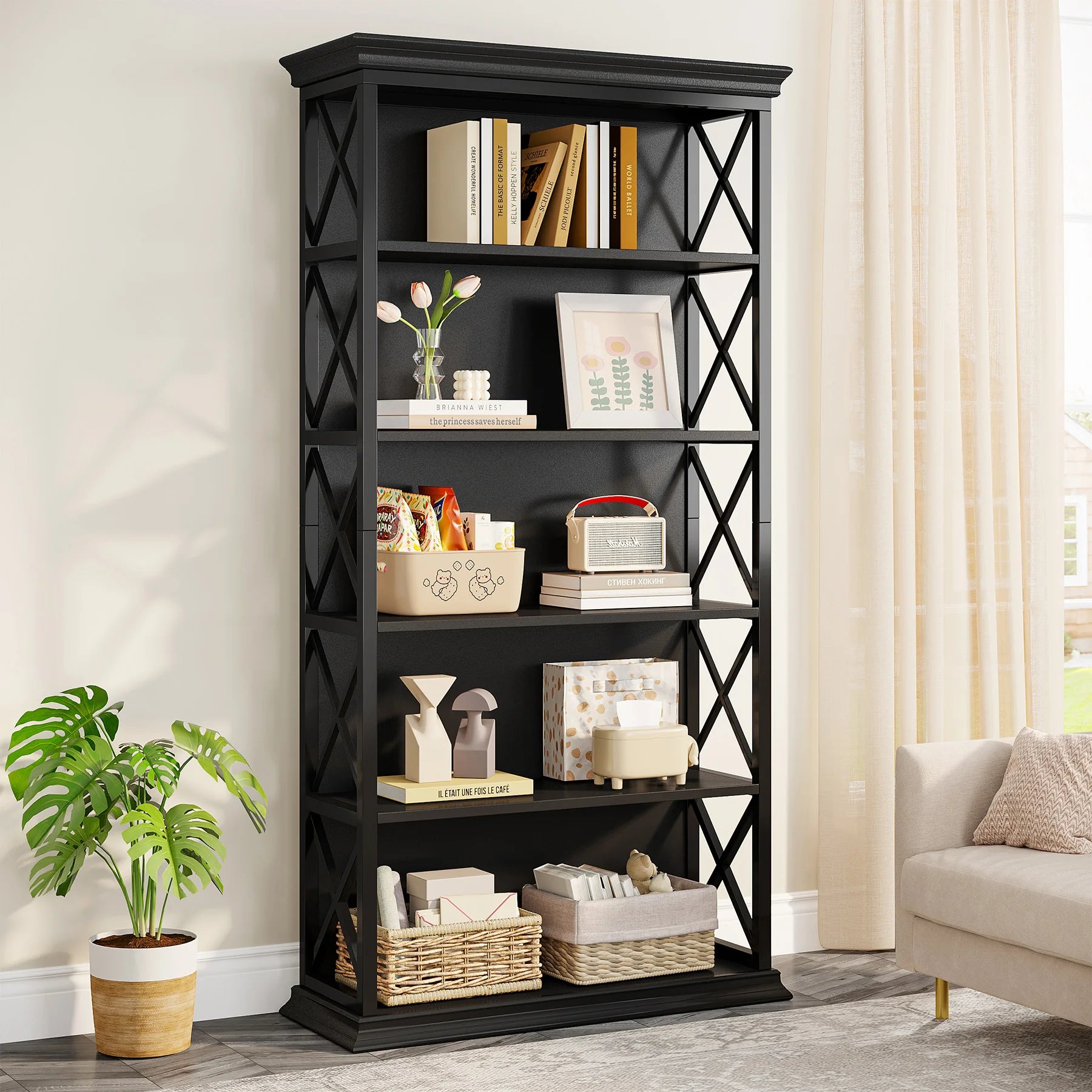 6-Tier Industrial Bookcase