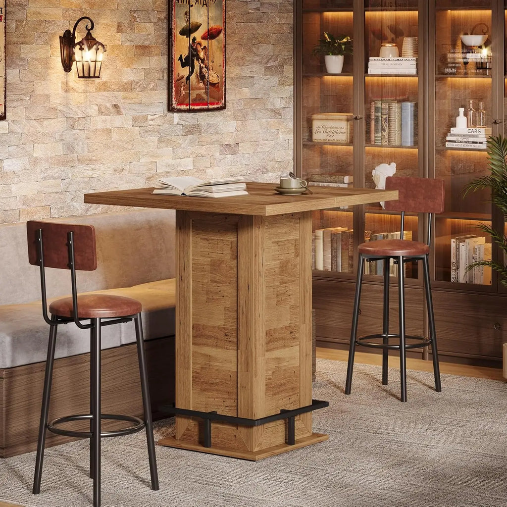 Rustic Square Top High Bar Table