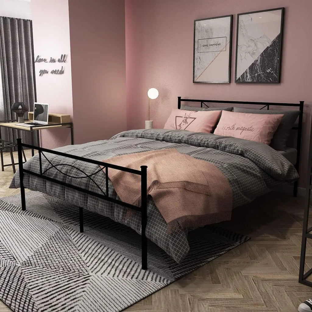 Full Sized Metal Bed Frame with Headboard