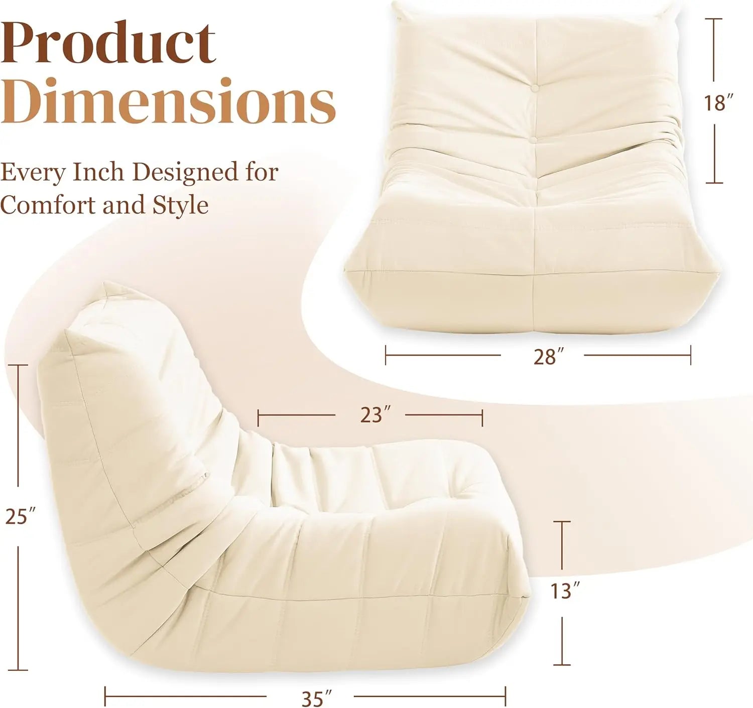 Comfortable Adult Bean Bag Chair with Memory Foam