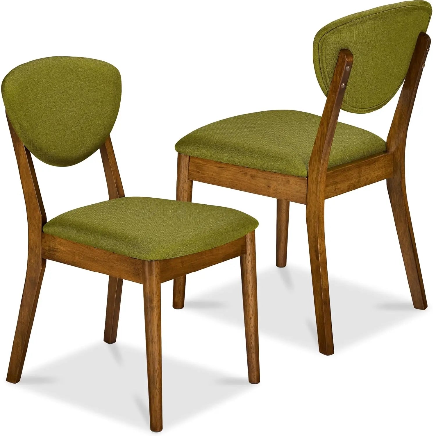 Mid-Century Modern Upholstered Wood Armless Dining Chairs (Set of 2)