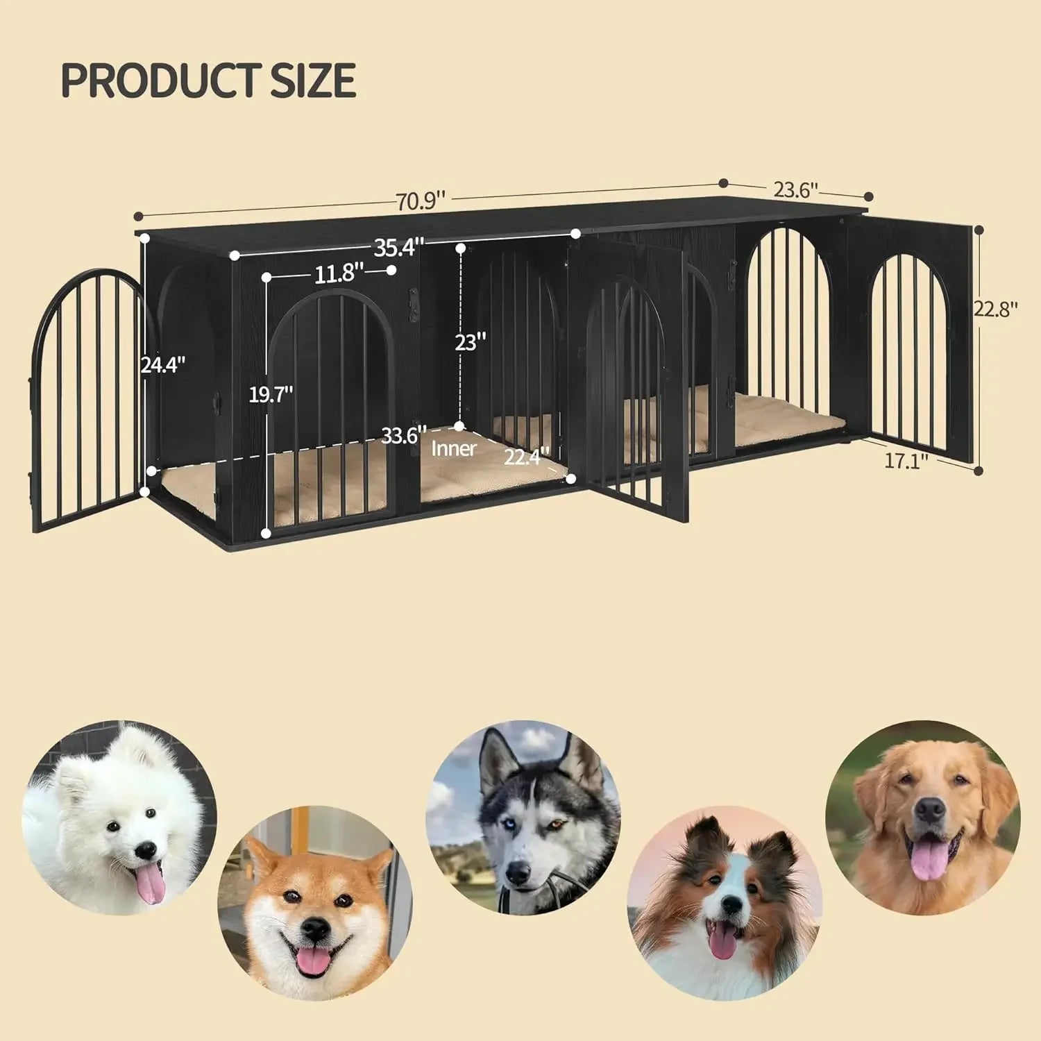 Indoor Dog Kennel Furniture for 2 Dogs