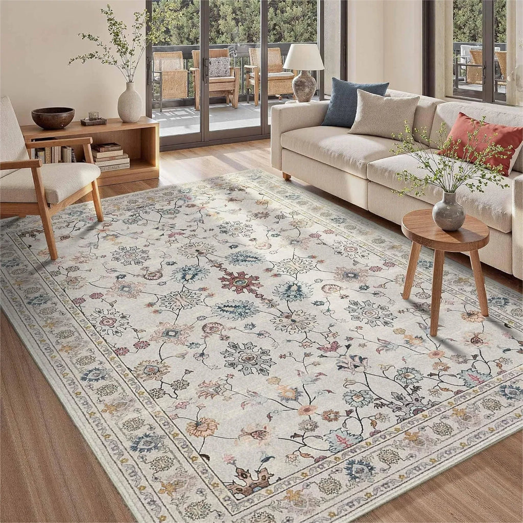 5x7 Washable Floral Boho Area Rug