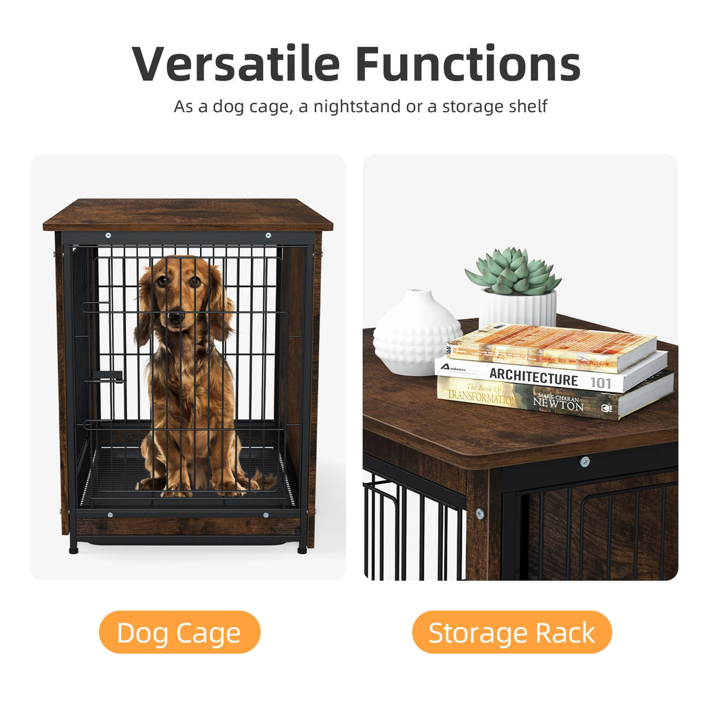 Pet Cage Kennels with 2 Doors and Removable Tray, S, M, 2 Sizes