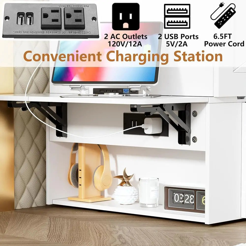 Queen Sized Murphy Cabinet Bed with Storage and Charging Station