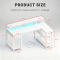 L Shaped Gaming Desk with USB Charging Ports & LED Lights