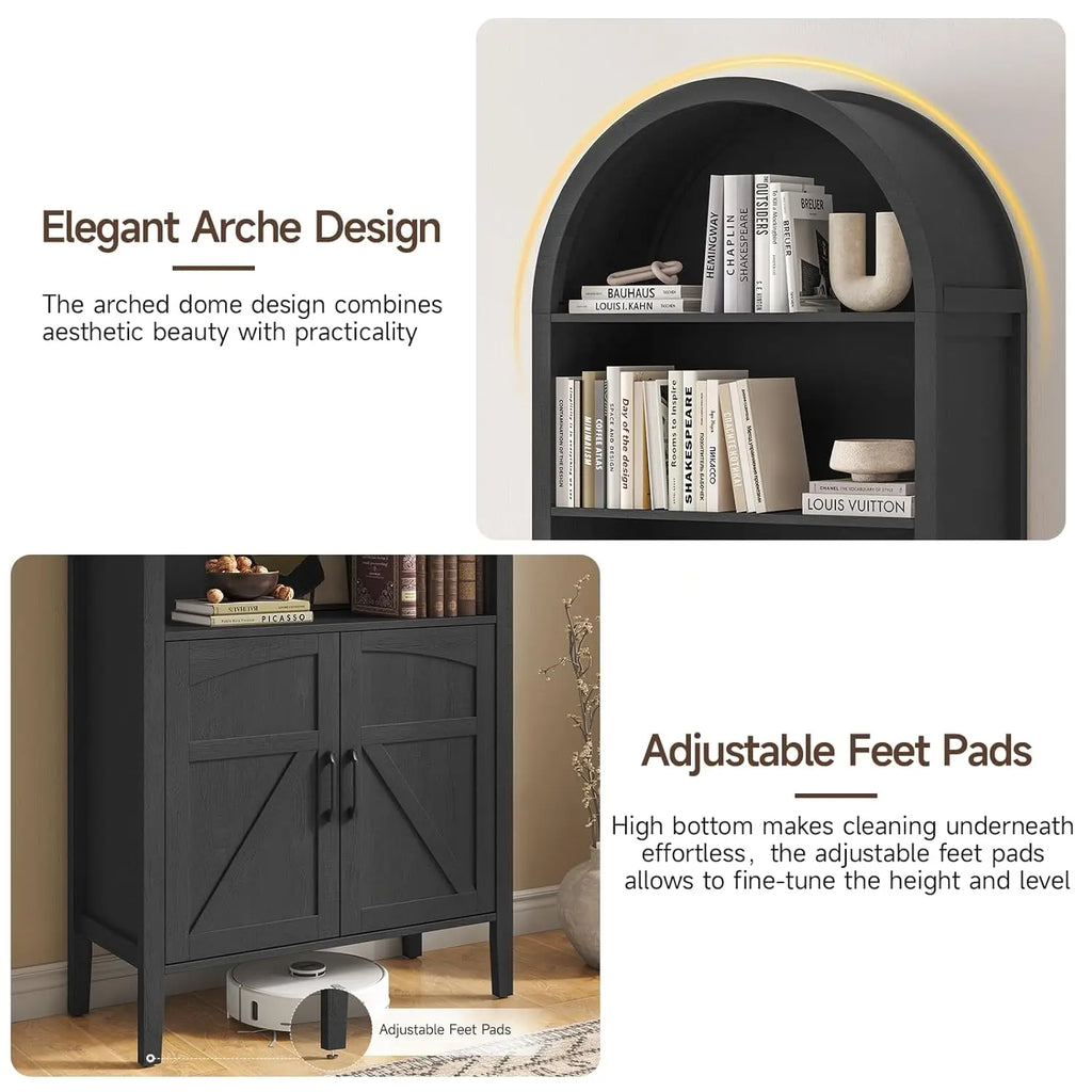 Farmhouse Arched 5-Tier Bookshelf