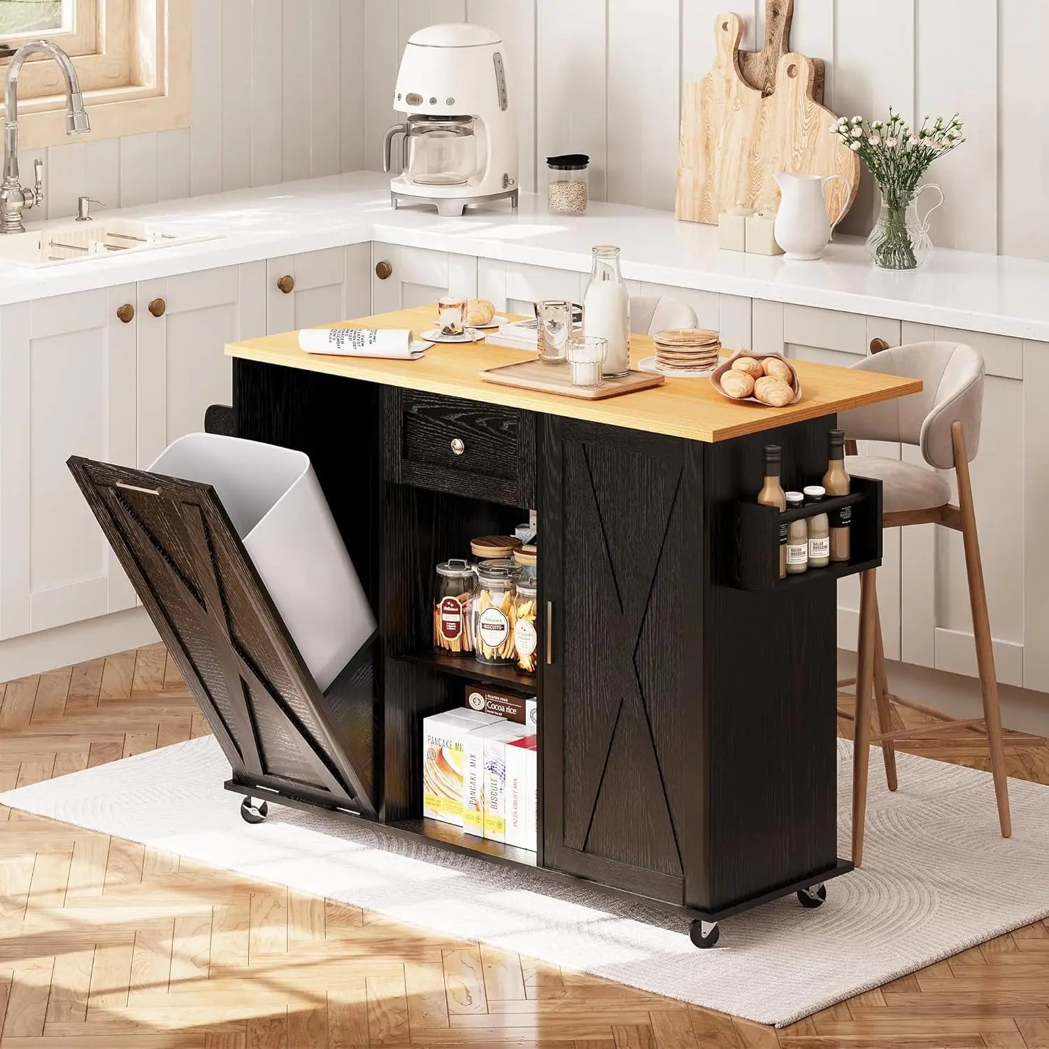 Kitchen Island With Storage & Drop Leaf