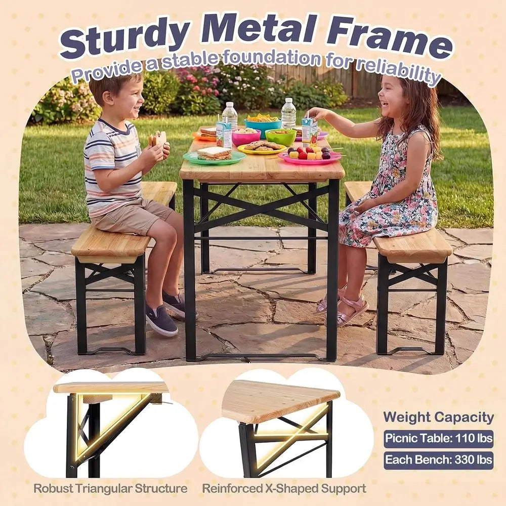 Kids Picnic Table with 2 Benches
