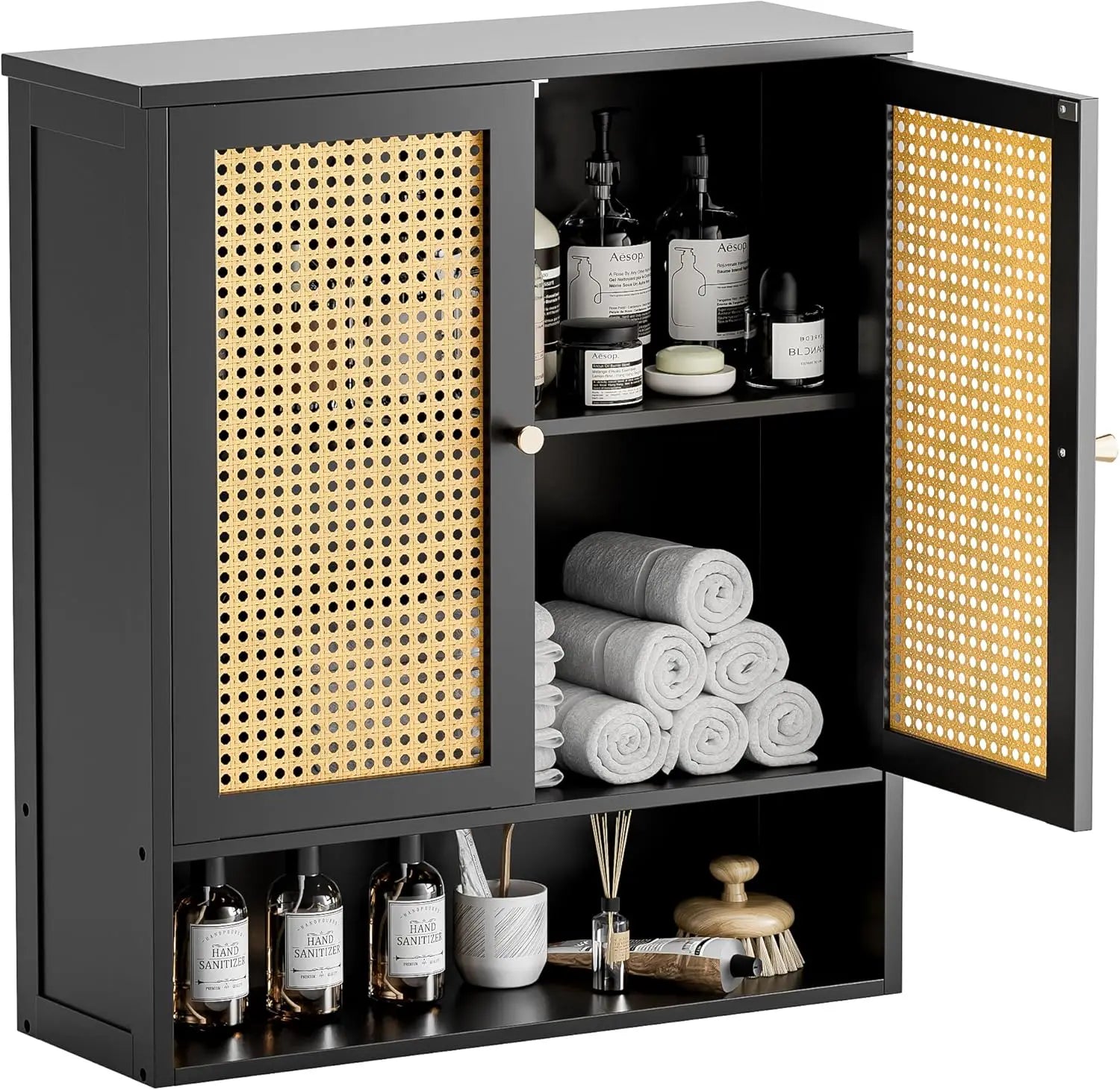 Bathroom Wall Mounted Rattan Cabinet