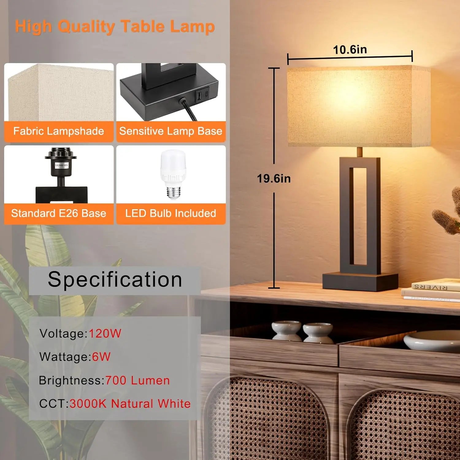 3 Way Dimmable Touch Control Bedroom Lamps
