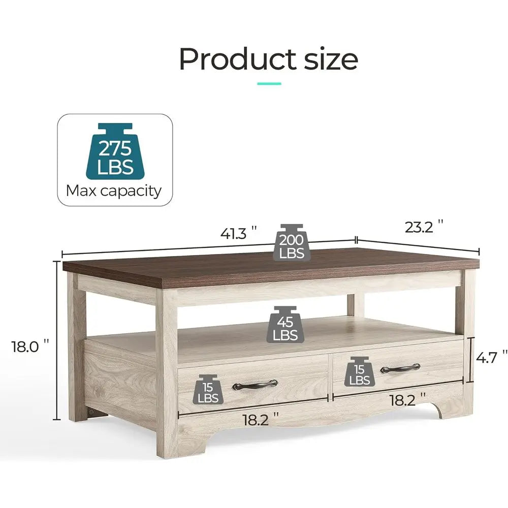 Farmhouse Coffee Table with Storage