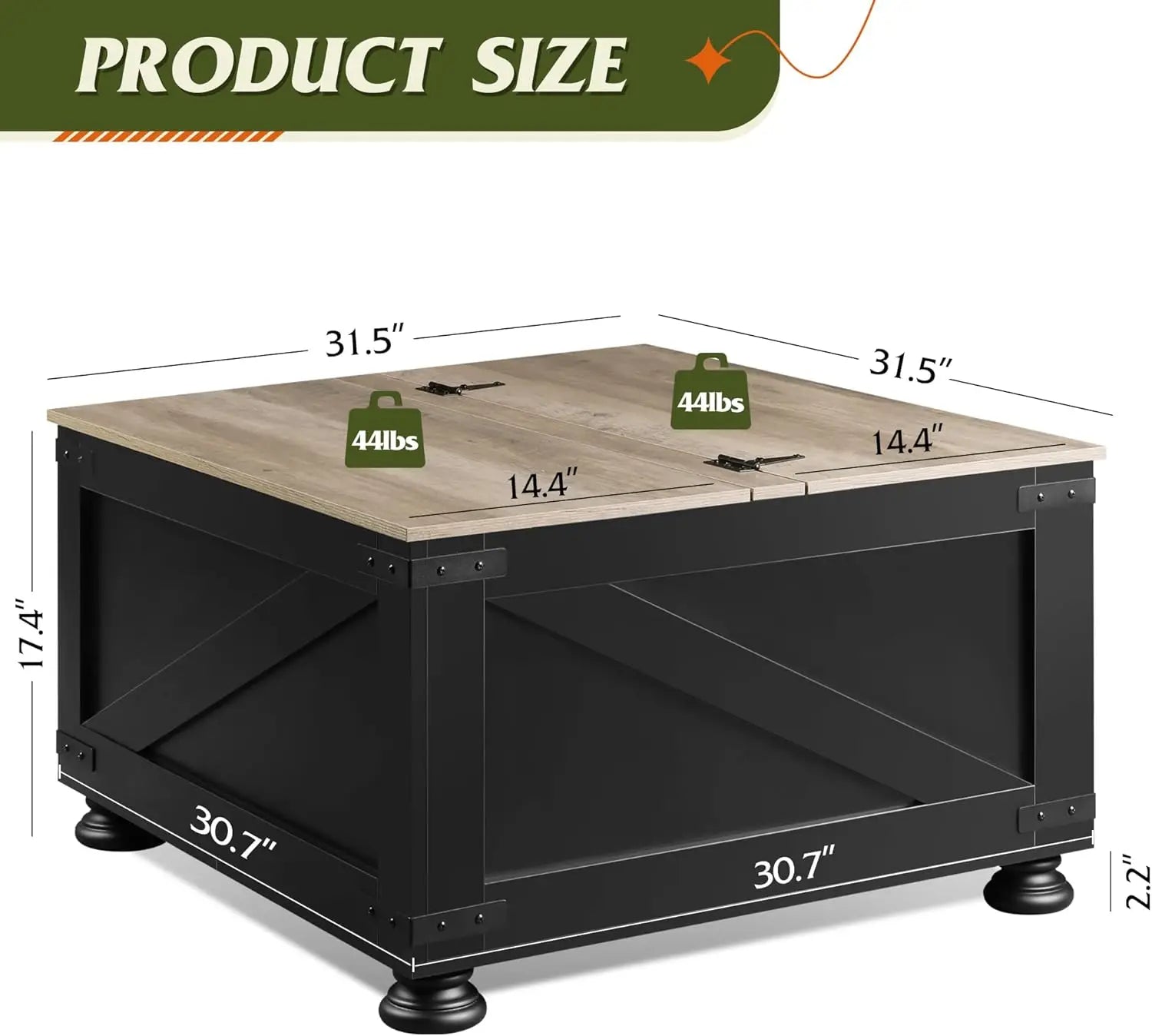 Farmhouse Lift Top Coffee Table with Hidden Storage