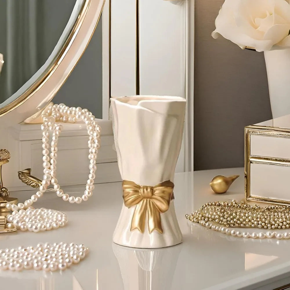 White Bohemian Style Bow vase