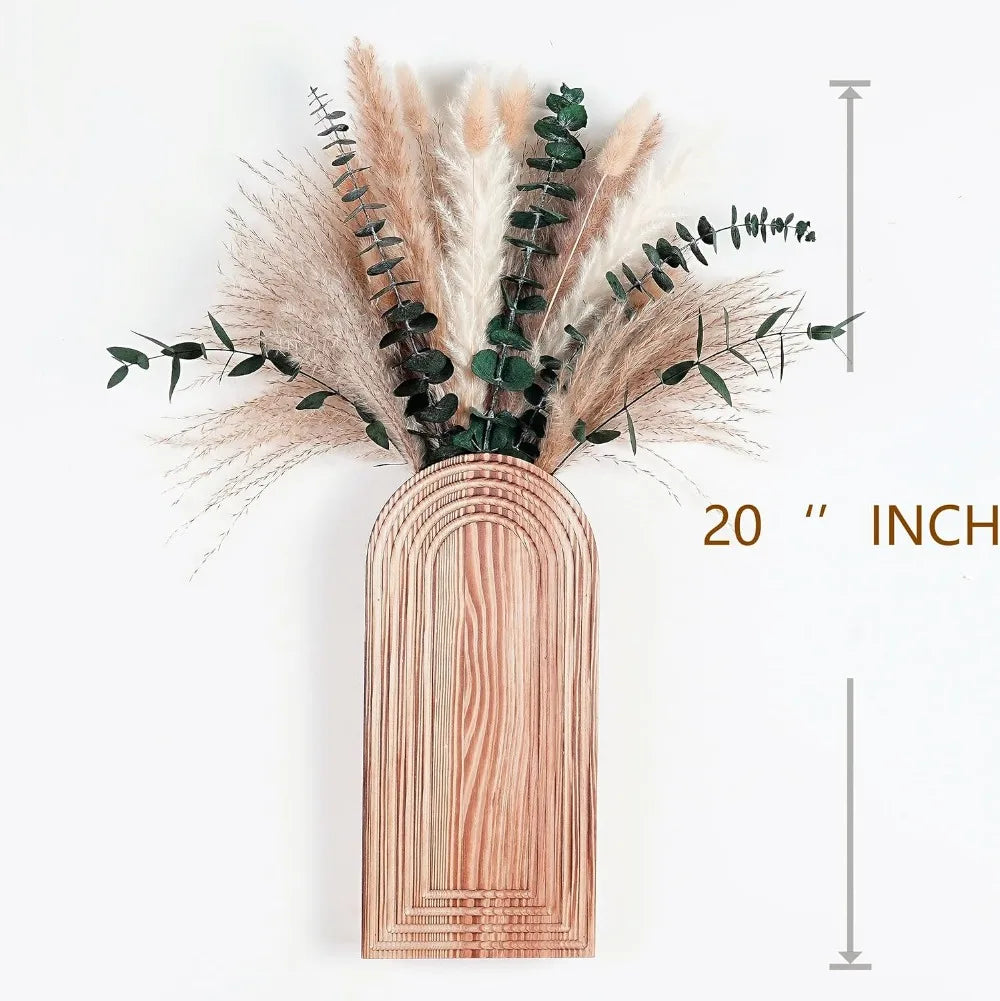 Boho Wooden Wall Vases Set of 2