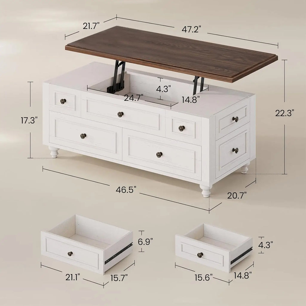 Farmhouse Lift Top Coffee Table with Large Hidden Storage