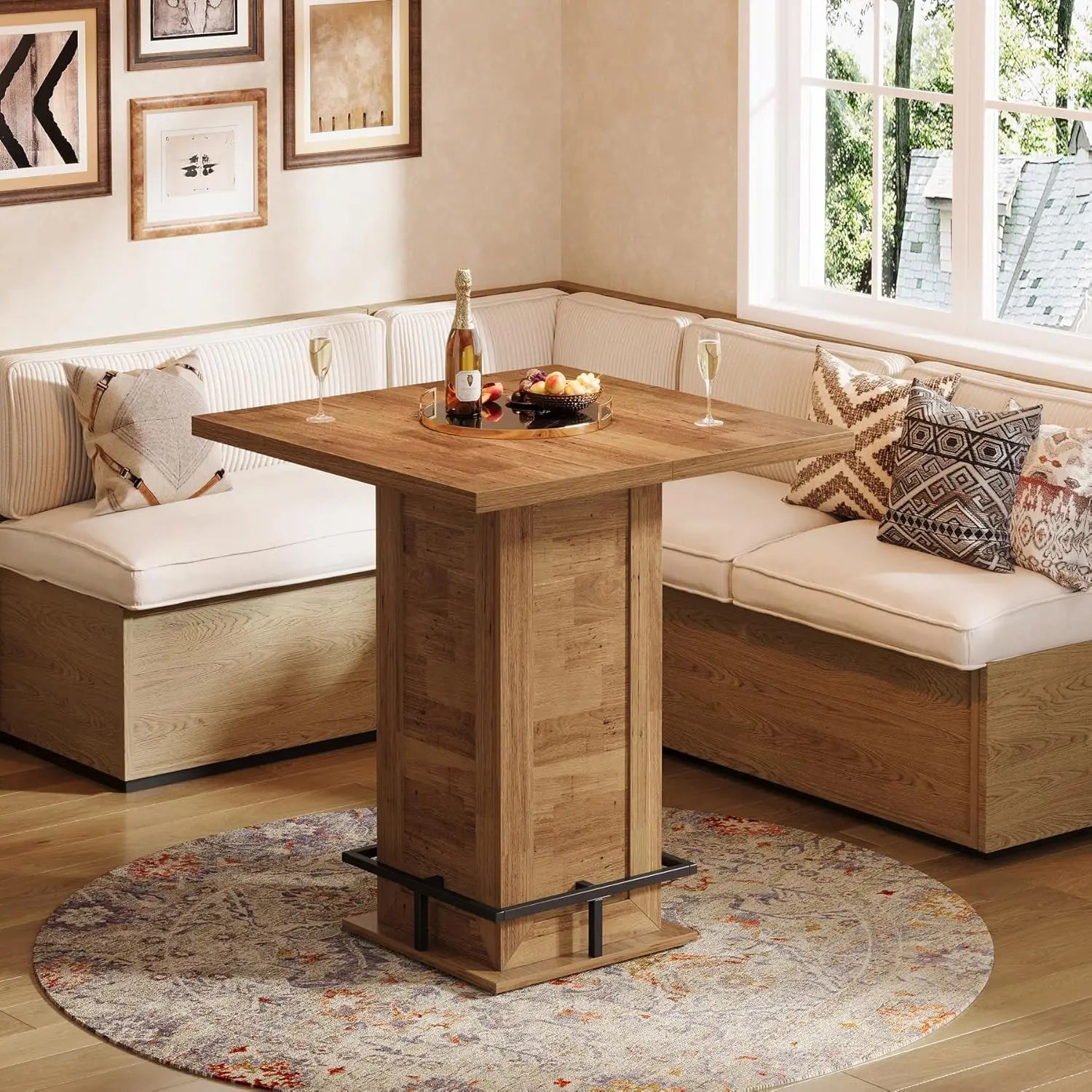 Rustic Square Top High Bar Table