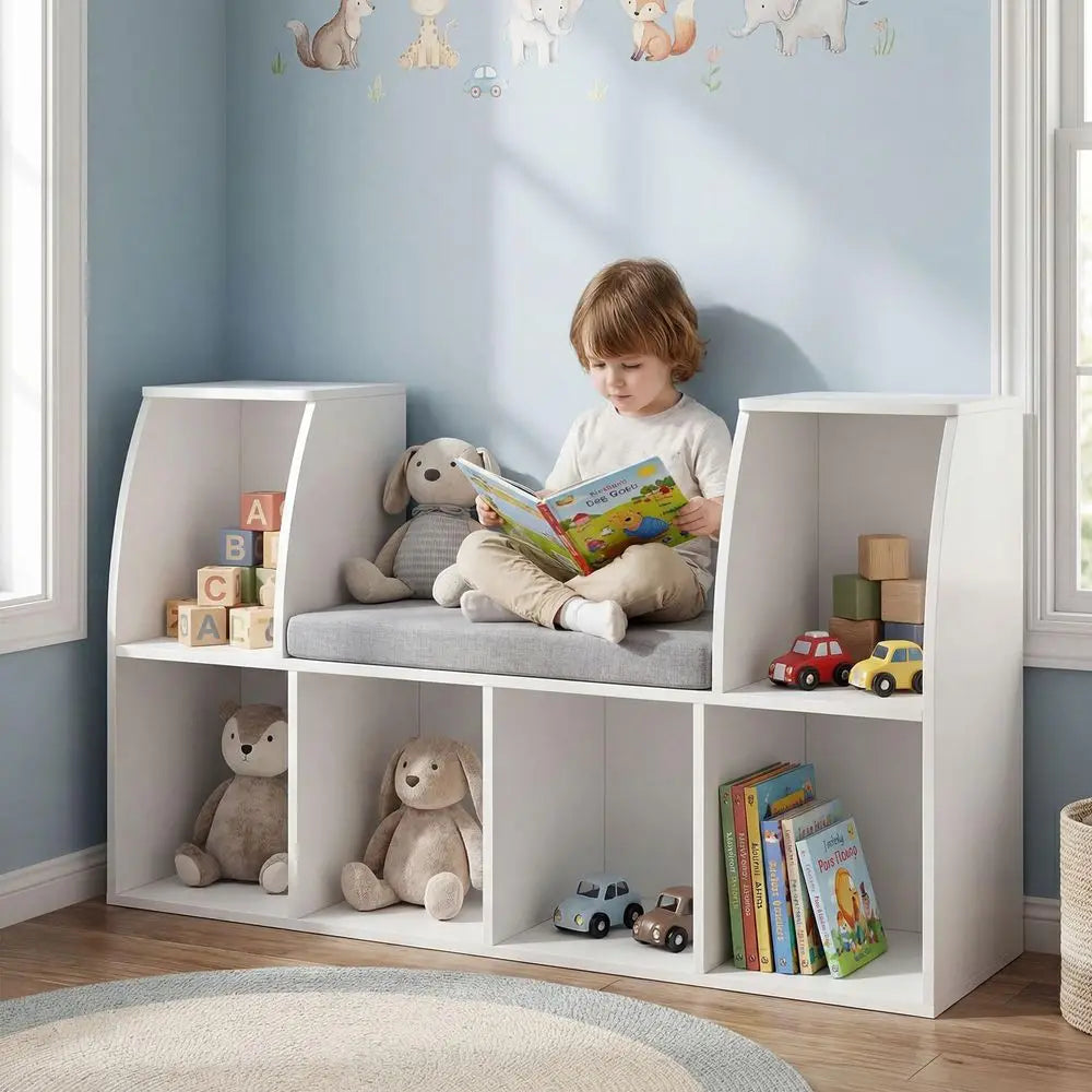 Kids Bookshelf with Reading Nook and Storage