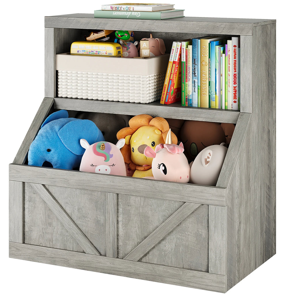 Wooden Bookshelf and Toy Storage