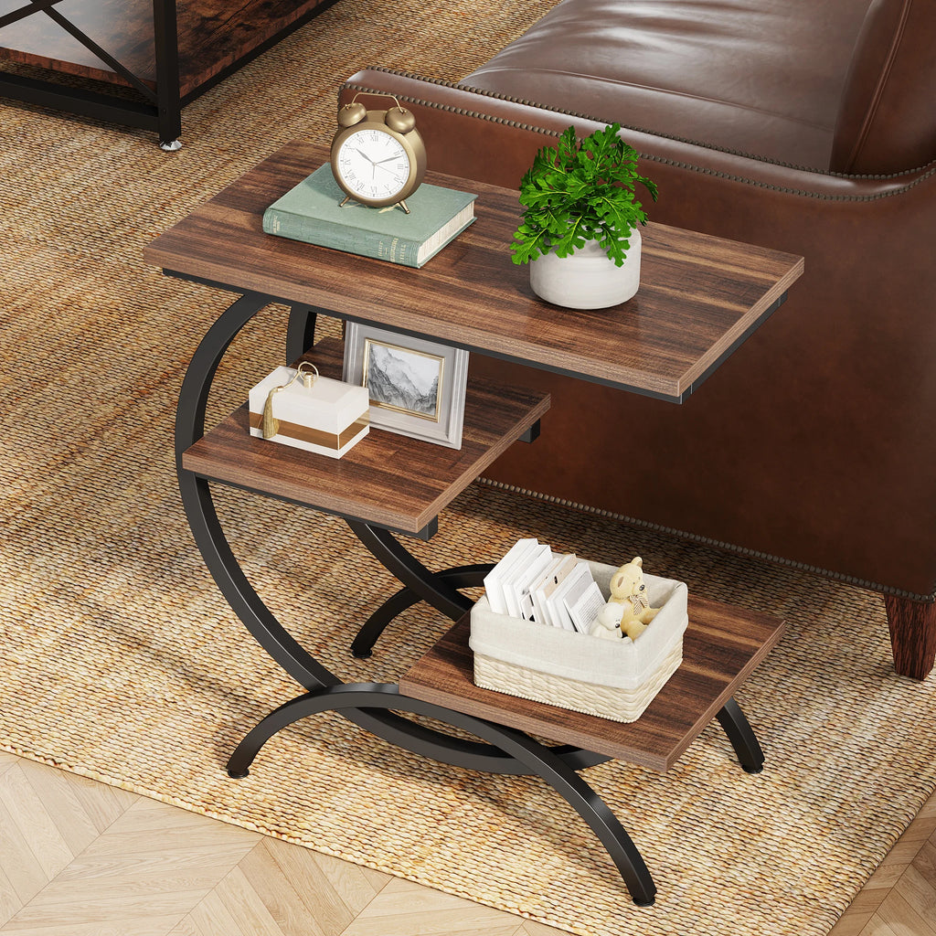 Industrial C-Shaped End Table