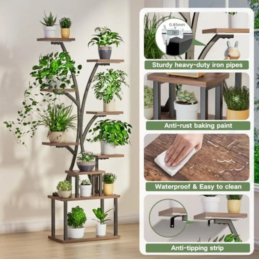 Indoor plant stand with grow light