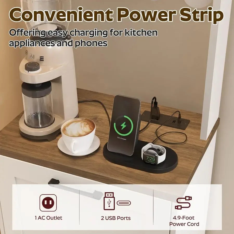Cabinet with Trash Bin and Charging Station