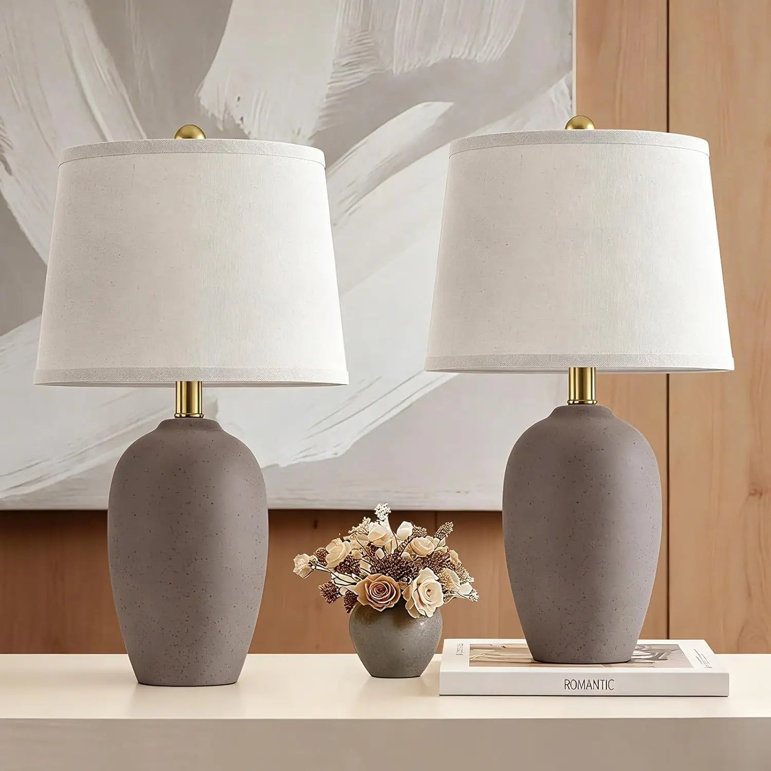 Farmhouse Ceramic Small Table Lamps for Living Room and Bedside