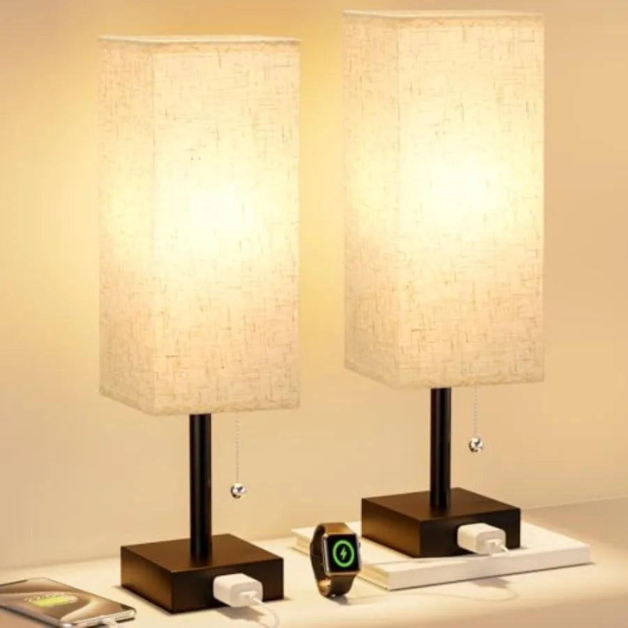 Small Rectangular Nightstand Lamp Set of 2