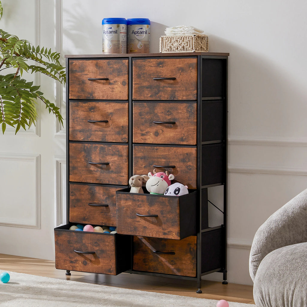 Bedside Table With 10 Fabric Drawers