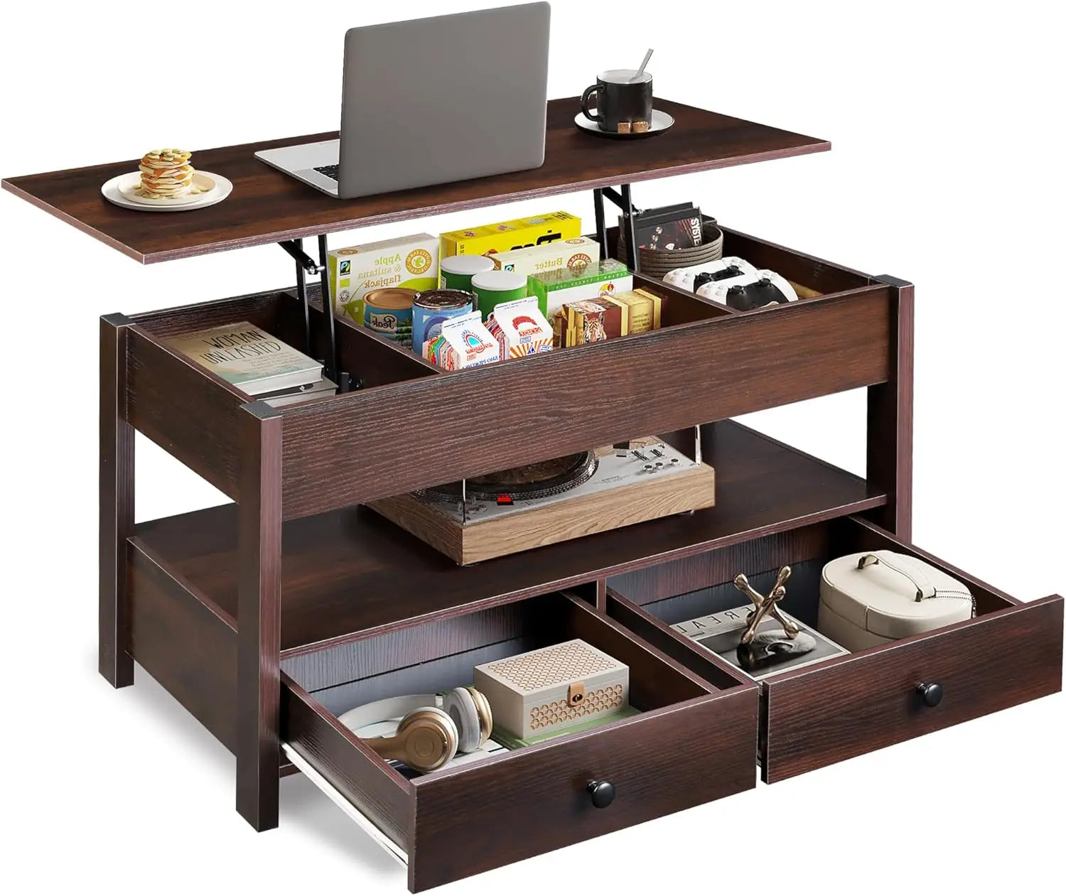 Black Lift Top Coffee Table With and Without LED