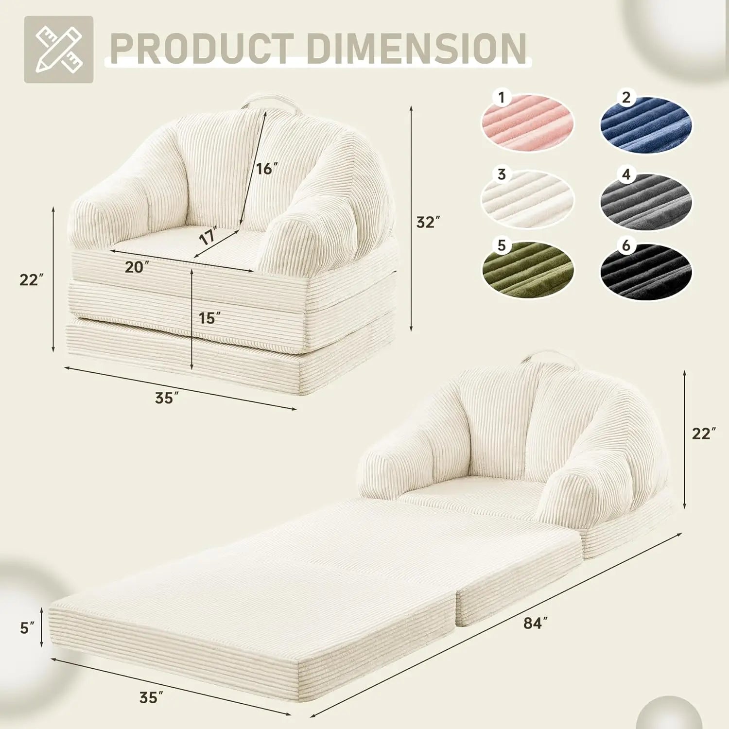 Convertible Boneless Folding Sofa Bed