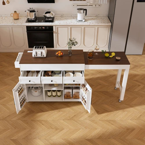 74.8-inch Kitchen Island with Expandable Dining Table