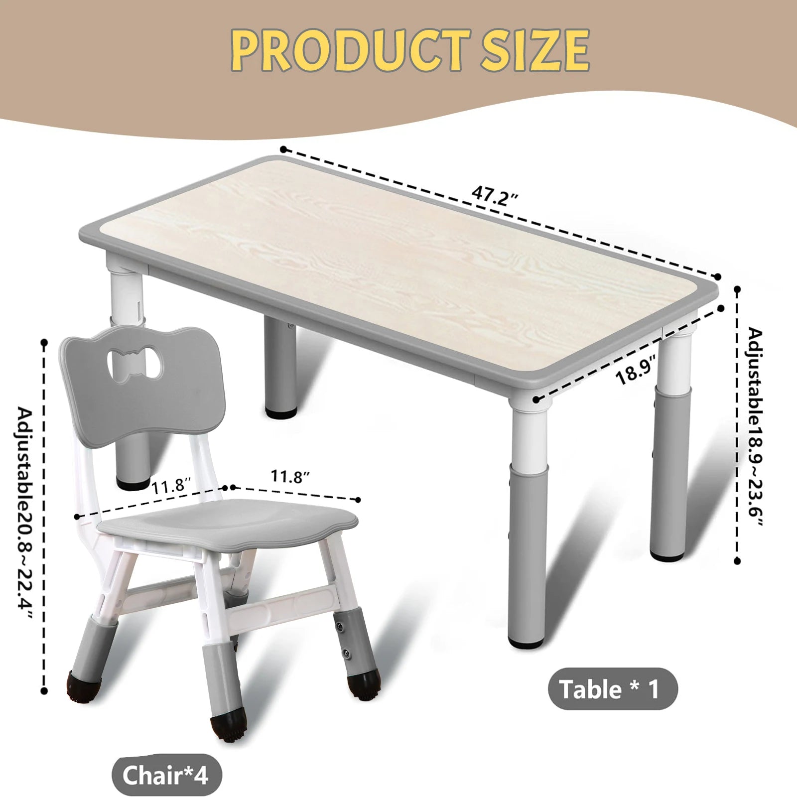 Adjustable Height Desk with Graffiti Desktop with 6 Seats