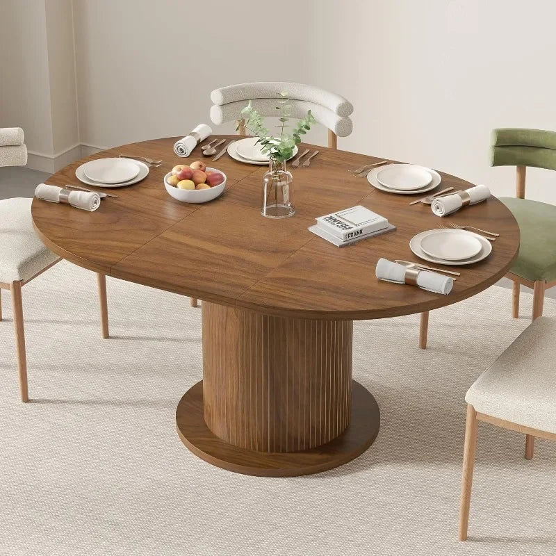 Modern Farmhouse Expandable Round Dining Table