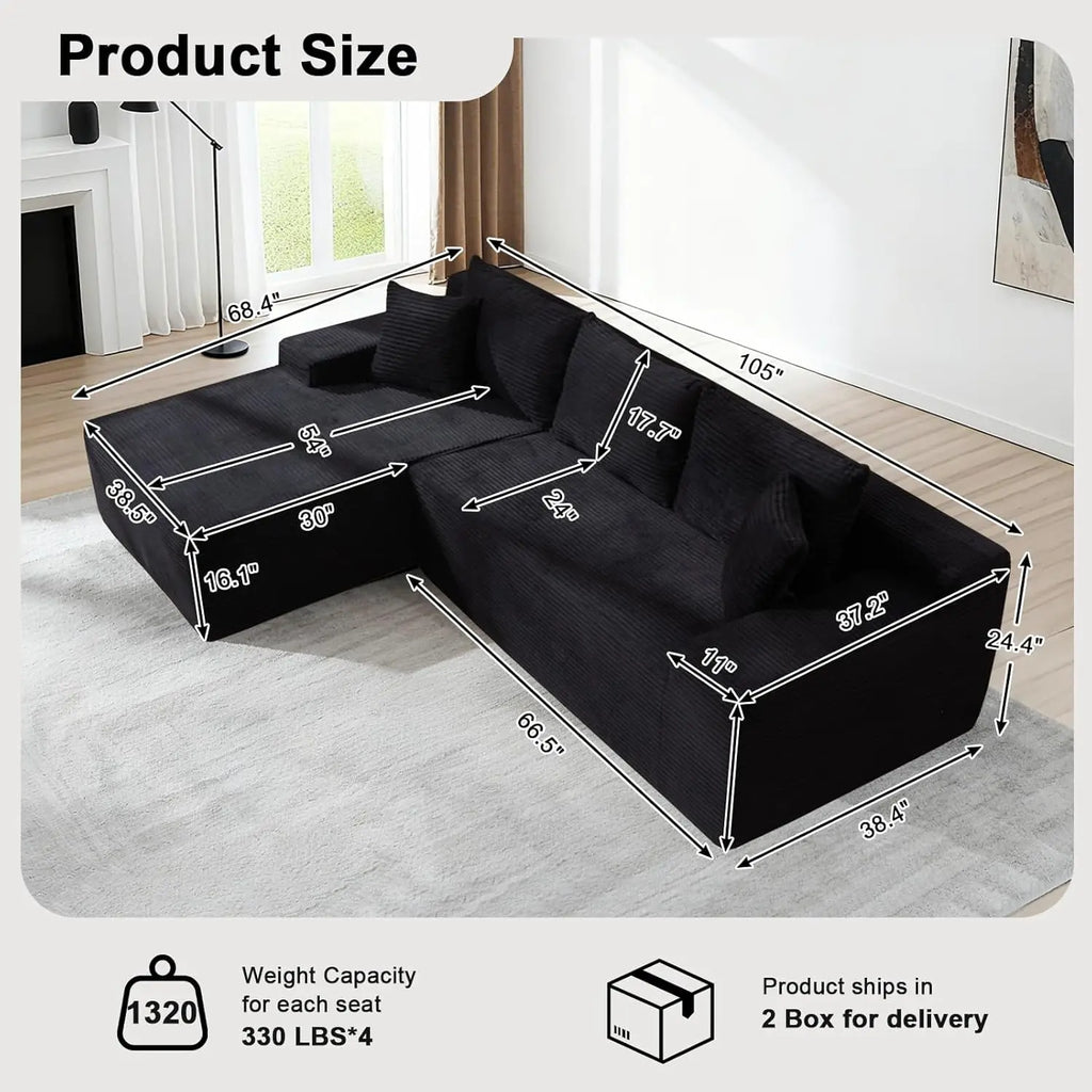 Modular Sectional Couch with L-Shape Chaise