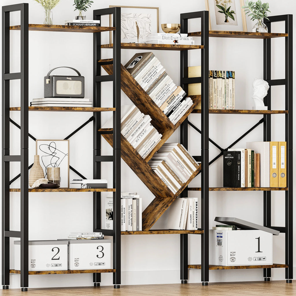 Modern 4-Tier Large Wooden Bookcase