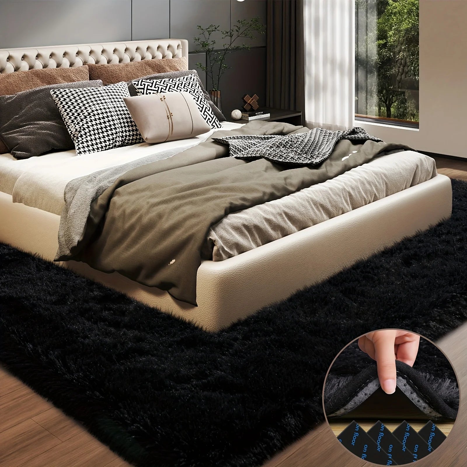 Large plush decorative area rug