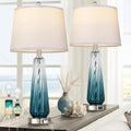 3-Way Dimmable Touch Control Glass Table Lamps Set of 2 with USB Ports