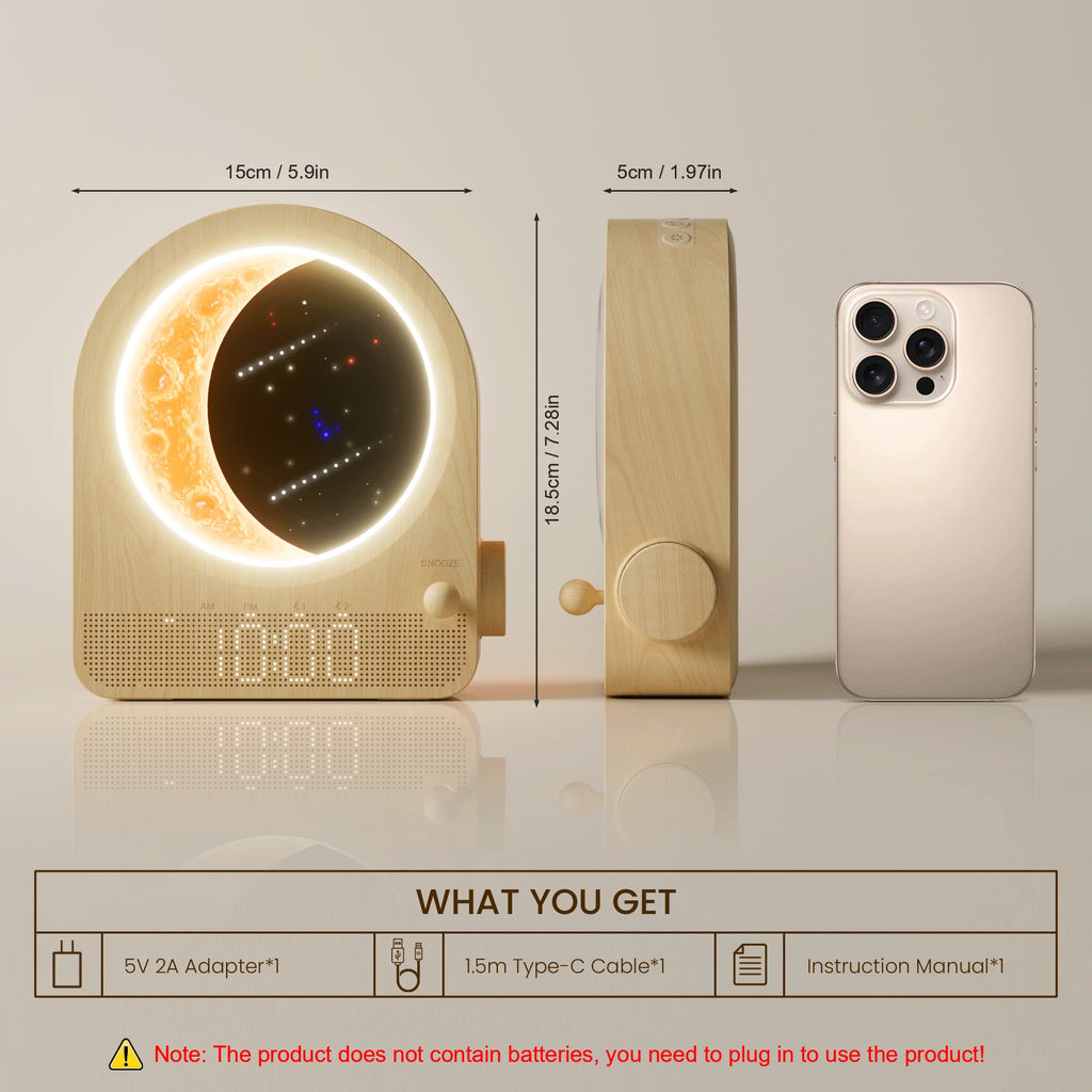 Dimmable Moon Lamp Dual Alarm Clock