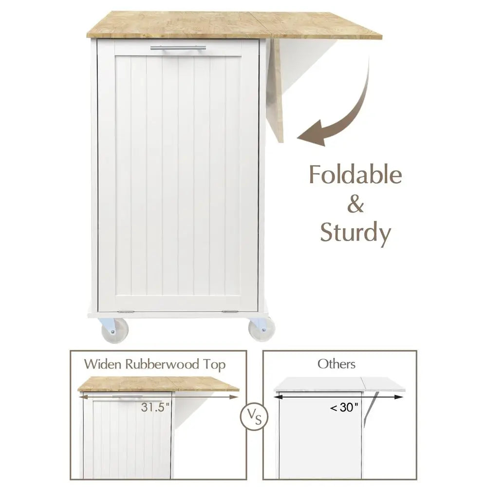 Kitchen Island with Storage, 43.3 Rolling Kitchen Island Cart on Wheels with Wide Drop Leaf Rubberwood Top, Large Mobile Island