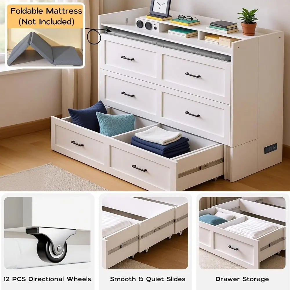 Queen Sized Murphy Bed with Storage & Charging Station