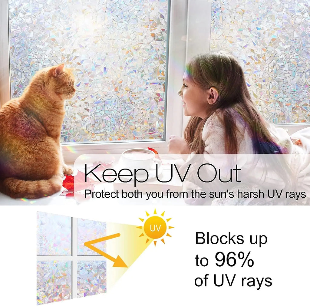 Window Privacy Film Rainbow Vinyl Stained Glass Decals
