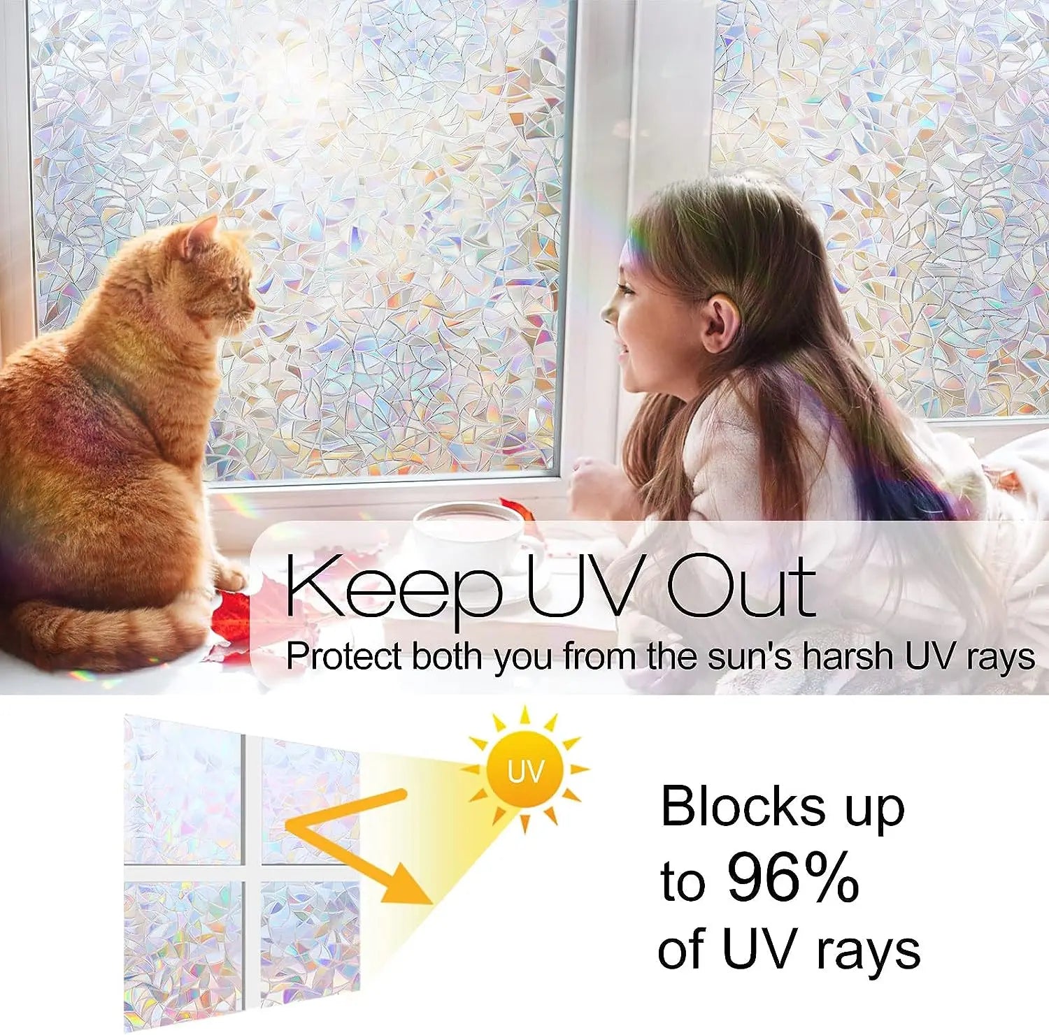Window Privacy Film Rainbow Vinyl Stained Glass Decals