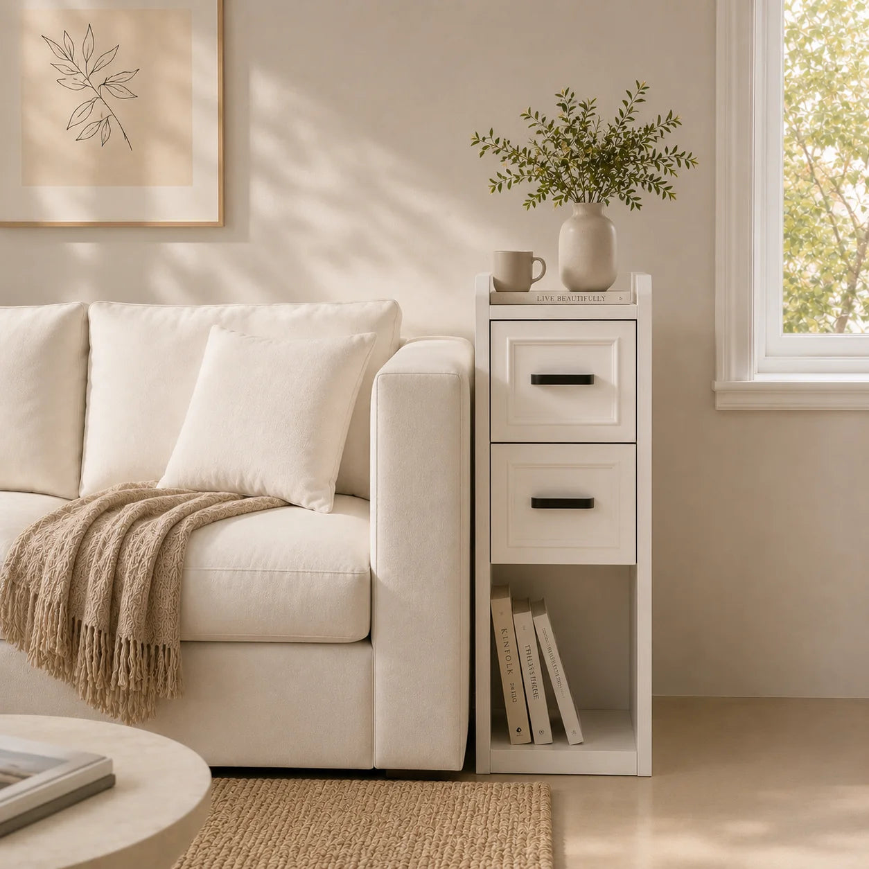Narrow Modern Nightstand Set of 2