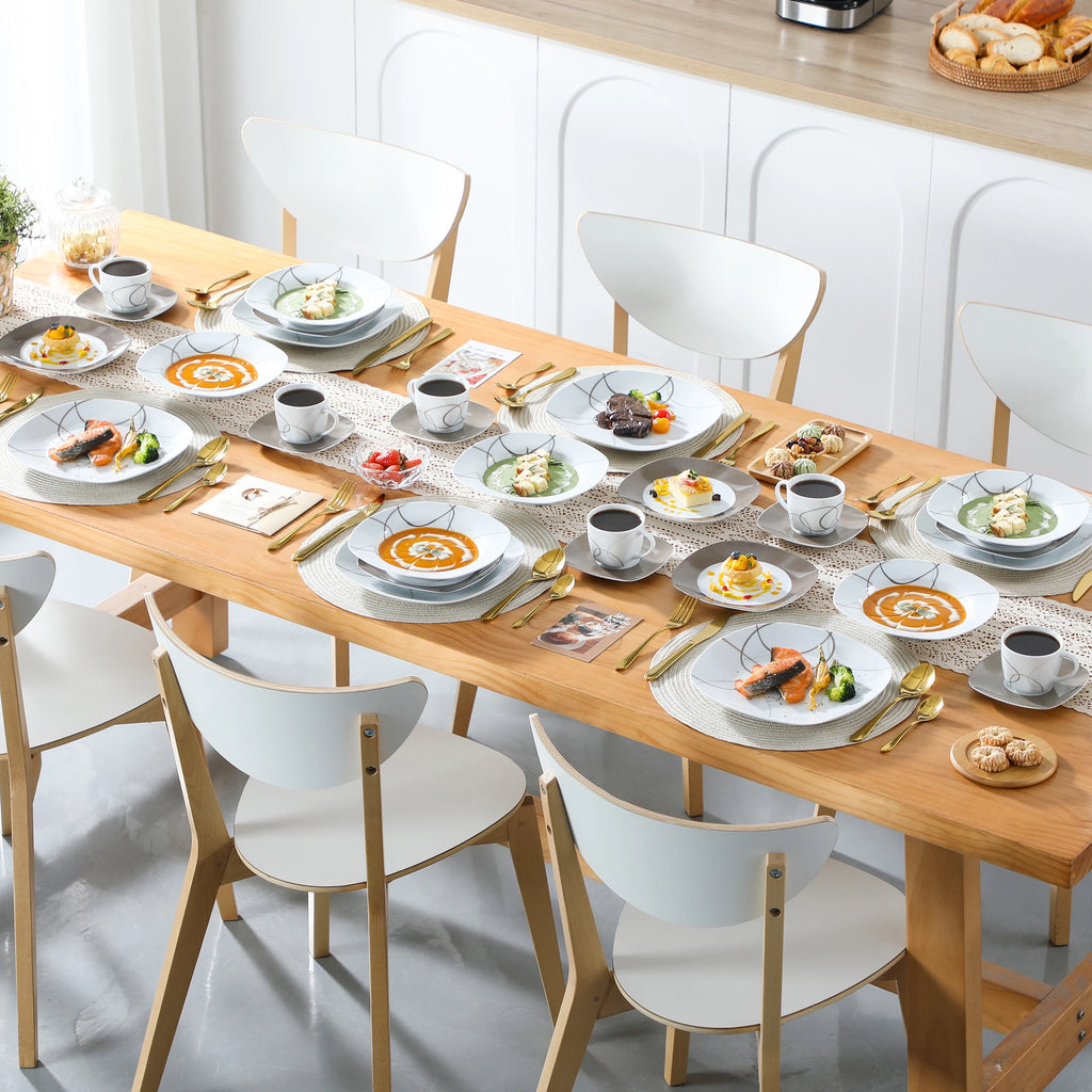 30-Piece Porcelain Ceramic Kitchen Dinner Plate Set